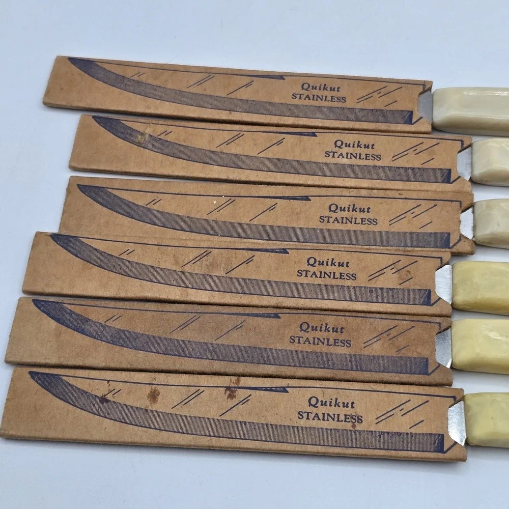 Lot of 6 Vintage Quikut Quikkle Steak Knives‎ 1960s